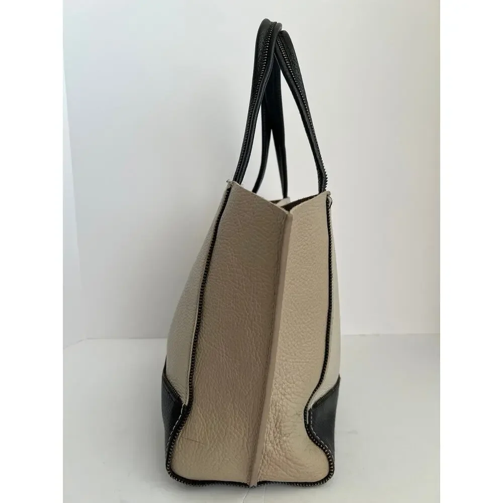 Botkier New York Soho Colorblock Pebbled Leather Satchel Zipper Accents Size OS